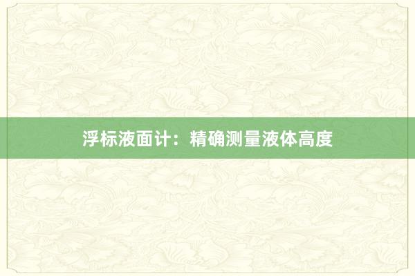 浮标液面计：精确测量液体高度